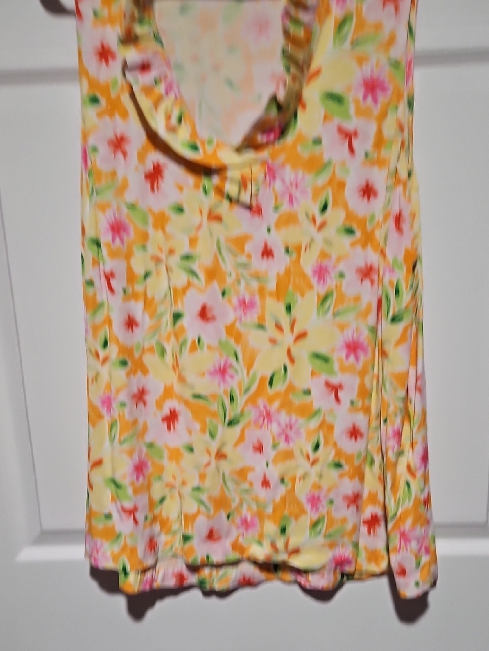 crown & ivy Yellow Floral Tank with Pink Accents